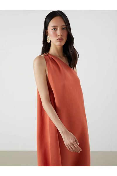 LC Waikiki Lcw Vision Orange One Shoulder Modal Blend Dress
