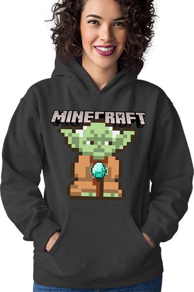 OEM Women's Hoodie Baby Yoda Minecraft Pixel Art Cute
