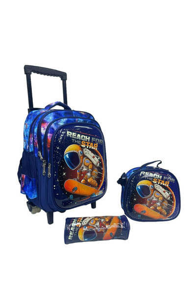 Tradeo Kids School Trolley Backpack Set, 3 Pieces, Rolling Bag with Lunch Box...