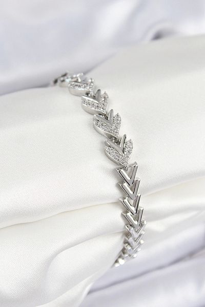 NETWORK ART Bfs Brass Zircon Stone Row Arrow Model Silver Color Women's Bracelet