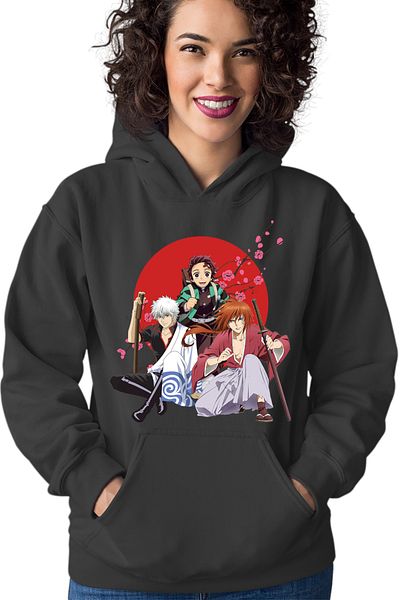 OEM Women's hoodie Rurouni Kenshin Samurai Sakura Trio Harakiri