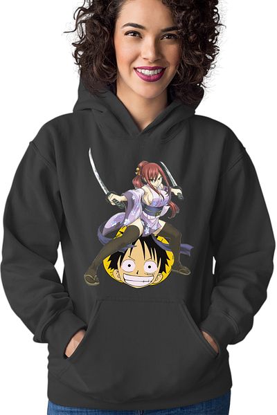 OEM Hanorac dama Fairy Tail Erza Scarlet One Piece Luffy Anime Couple