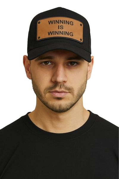 CosmoOutlet Winning Is Winning Written Adjustable Cap Model Black Men's Hat