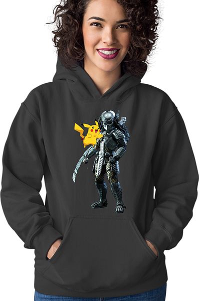 OEM Women's hoodie Predator Vs Alien Pikachu Pokemon Mania