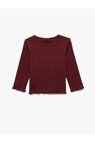 Koton Cotton Long Sleeve Camisole Heart Embroidered Crew Neck T-Shirt
