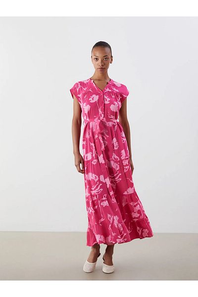 LC Waikiki Lcwaikiki classic pink v-neck floral dress