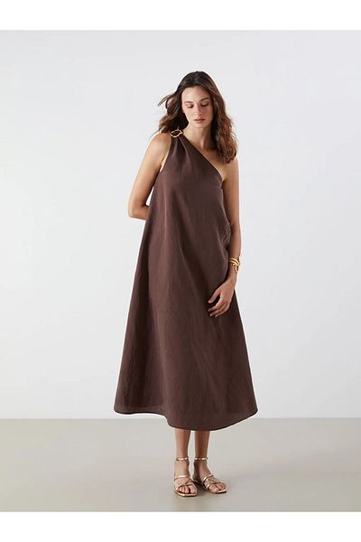 LC Waikiki Lcw Vision Brown One Shoulder Modal Blend Dress