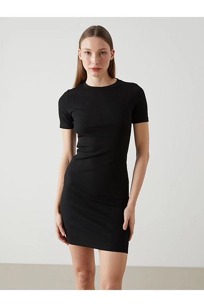 LC Waikiki Lcw Vision Black Crew Neck Women's Bodycon Dress