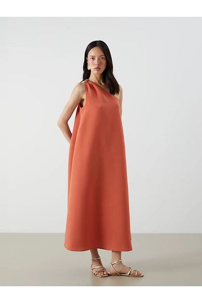 LC Waikiki Lcw Vision Orange One Shoulder Modal Blend Dress