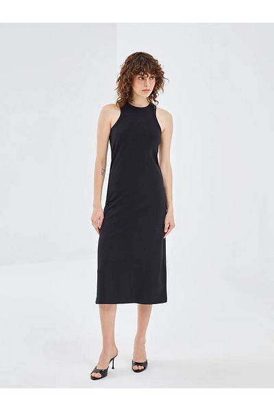 LC Waikiki Blai̇s Black Women's Crew Neck Straight Dress