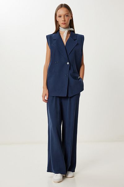 Lovelyİstanbul Woven Vest Trousers Suit Lrv0118 Dark Blue