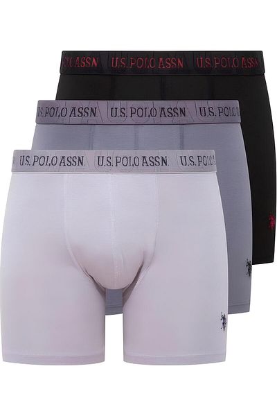 U.S. Polo Assn. Ανδρικό Σετ Μπόξερ 3 τεμαχίων - Βαμβακερά εσώρουχα σε γκρι ανθρακί & μαύρο χρώμα