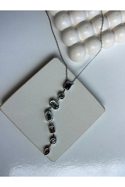 Ressia Y Stone Colored Necklace
