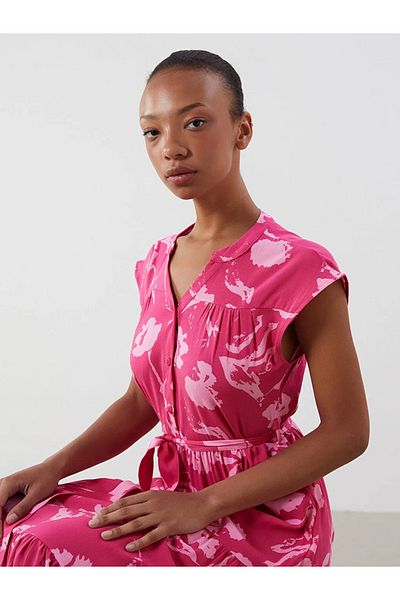 LC Waikiki Lcwaikiki classic pink v-neck floral dress