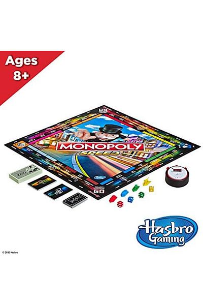 Monopoly Speed Board Game, Play in Under 10 Minutes, Fast-Playing Board Game for Ages 8 and Up, Game