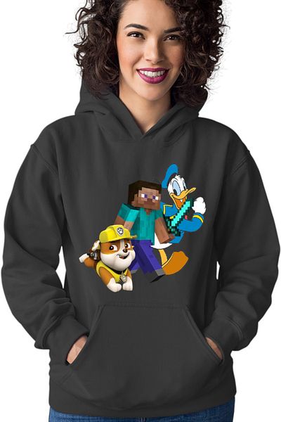 OEM Women's Hoodie Minecraft Paw Power Donald Duck Steve Gameplay
