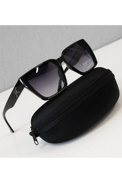 PARUNIV Women's Polarized Sunglasses, UV400, Chic/Classy Style, Black Satin Frame