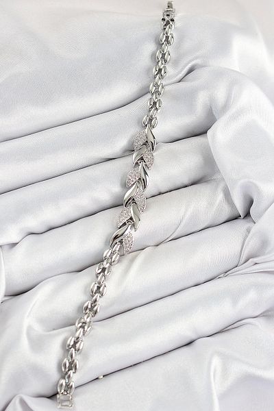 Toptan Bulurum Bfs Brass Zircon Stone Fish Tail Model Silver Color Women's Bracelet
