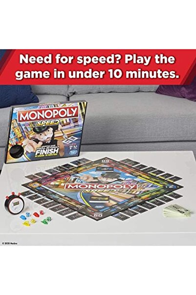 Monopoly Speed Board Game, Play in Under 10 Minutes, Fast-Playing Board Game for Ages 8 and Up, Game