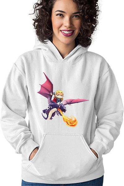 OEM Women's Hoodie Clash of Clans Dragon Fire Thor Chibi Anime Version