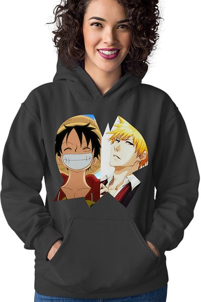 OEM Women's Hoodie Bleach Ichigo One Piece Luffy Anime Manga