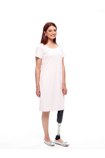 LC Waikiki Lcw limitless pink crew neck short sleeve women's dress