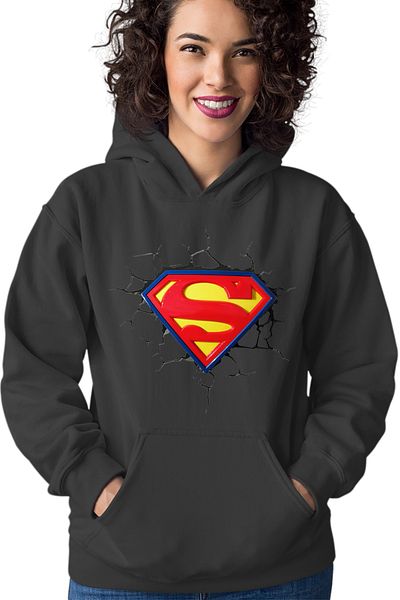 OEM Women's Hoodie Superman Logo Emblem Legendary Hero