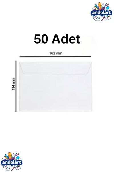 andelart Mektup Zarfı 11.4 X 16.2 Cm 70 Gram, Kendinden Yapışkanlı, 50 'li