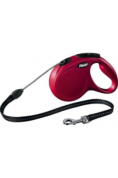 Flexi Lesa Classic, cu snur, marimea M, 5m/20 kg, Rosu