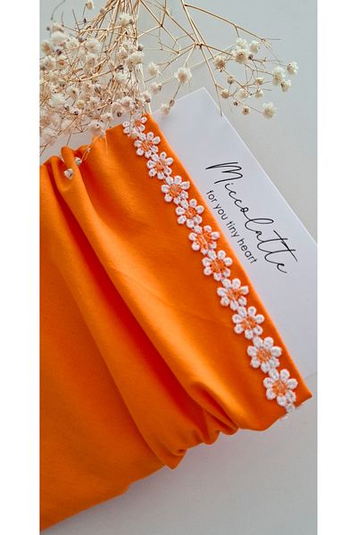 Miccolatte Baby Girl Daisy Detailed Cotton Poplin Tie-Up Triangle Bandana (0-2.5 Years)