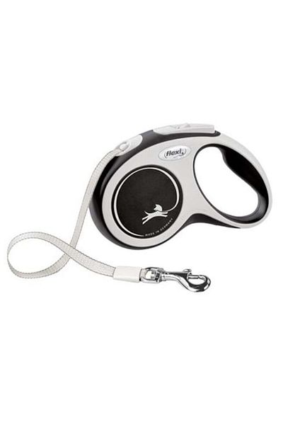 Flexi Lesa New Comfort, Retractabila, cu Banda, marimea S, 5m/15kg, Negru