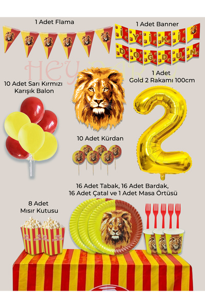 PartyPoo Yellow Red Fan Birthday Party Supplies Set for 16 People |   1 Year ...