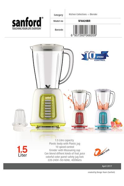 Sanford Sanford SF6820BR 1.5L 10-Speed Juicer Blender - 400W