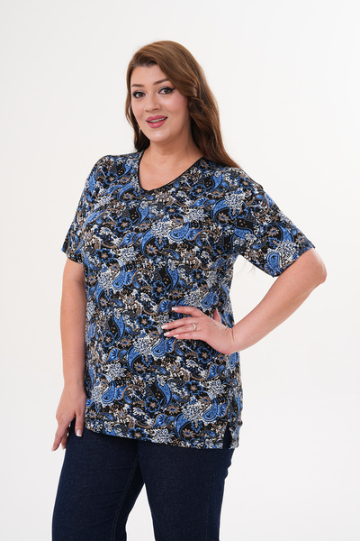 Butik Büyük beden yeni Sezon kısa kol modern desenli geniş kalıp esnek rahat ...