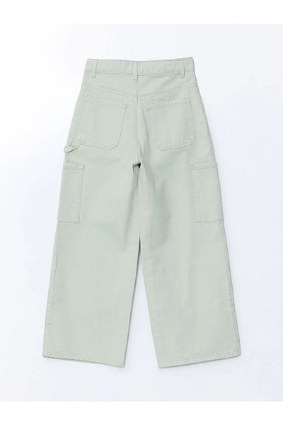 LC Waikiki Lcw Kids Green Waist Adjustable Elastic Girl's Cargo Jean Pants