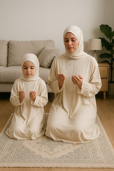 Defkay Mother Daughter Self Headscarf Prayer Dress Suit