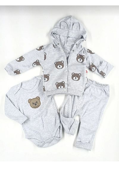 Nayinom Teddy Bear Printed 3-Piece Baby Set