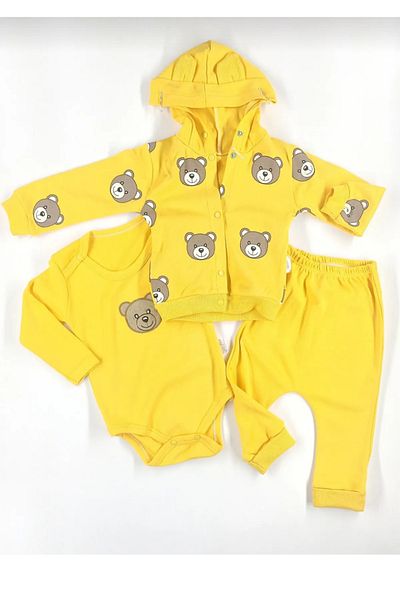 Nayinom Teddy Bear Printed 3-Piece Baby Set