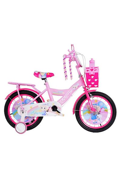 OEM Bicicletă pentru fete cu coș frontal în formă de inimă, șa pentru păpuși și roți de antrenament, apărători, roată de 20 de inci