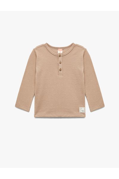 Koton Cotton Long Sleeve Button T-Shirt