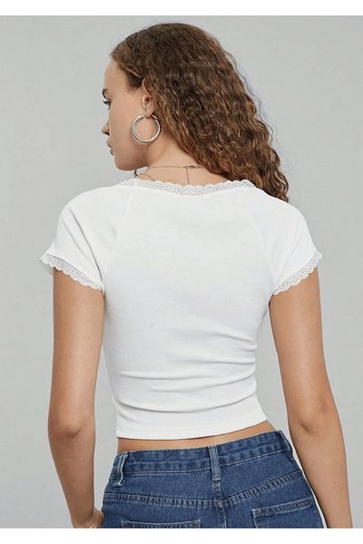 Mels Crop cu panglică cu dantelă