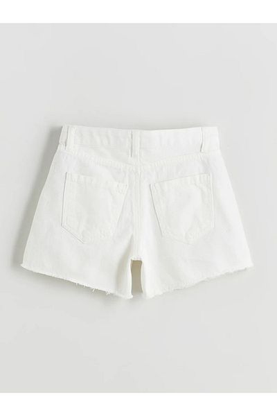 LC Waikiki Lcw Kids Beige Floral Girl Jean Shorts