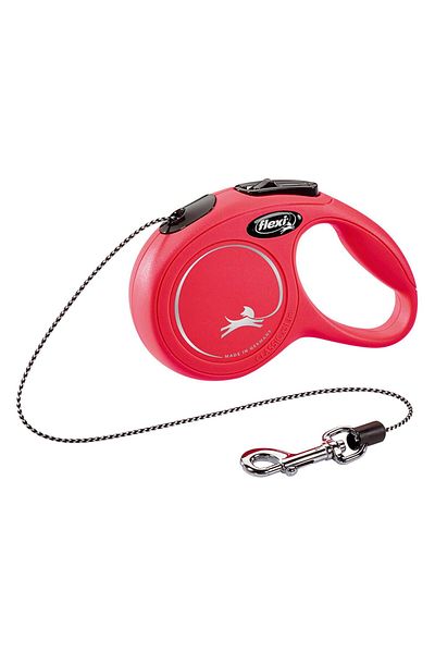 Flexi Lesa retractabila New Classic, cu fir, marimea XS, 3m/8kg, Rosu