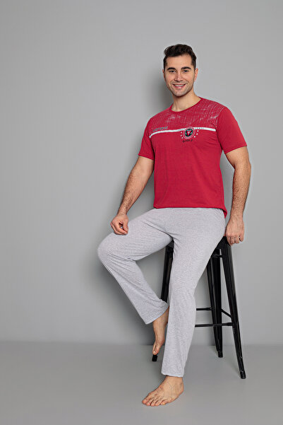 rindahomewear Men's Short Sleeve Pajama Set Printed