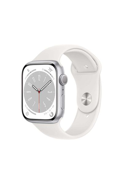 Apple Watch Series 8 GPS 45 mm Silver Aluminum Case with White Sport Band - Regular
