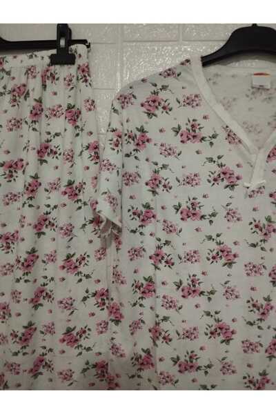 anne moda ankara Summer, Thin, Cotton, Short sleeve, Capri, LARGE SIZE, Pajamas set