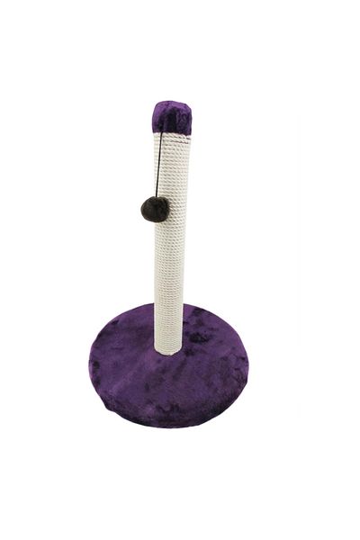 Agility Cat play set, Scratchboard type on round stand with tassel, purple