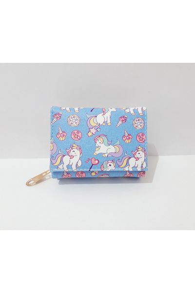 renkli çiçekler Portofel Copii 11x8x4 CM Portofel Copii Model Unicorn