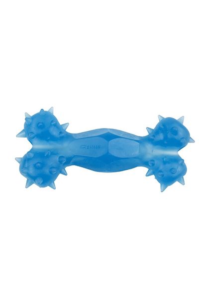 Agility Rubber toy for dogs, Bone shape with hole, 12 cm, blue