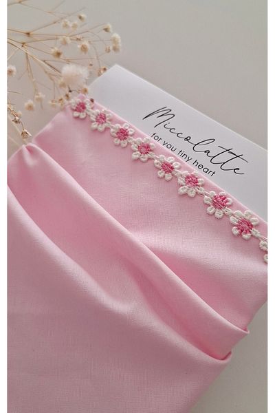 Miccolatte Baby Girl Daisy Detailed Cotton Poplin Tie-Up Triangle Bandana (0-2 Years)